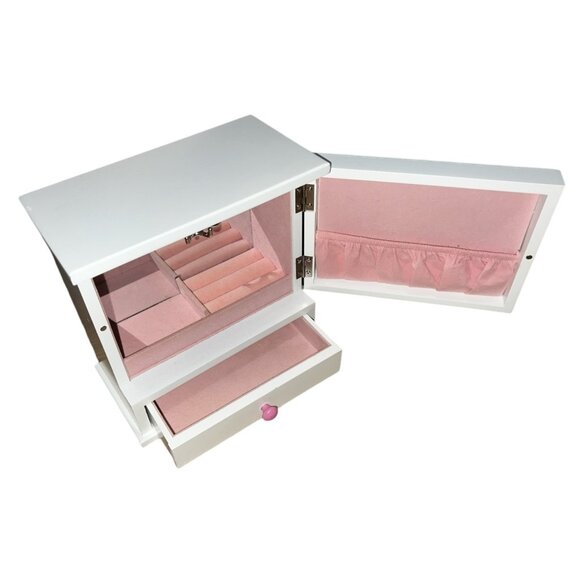 Open Front Wooden Jewelry Box Chest for Girls 8" x 8" Flowers & Butterflies with - Picture 7 of 16